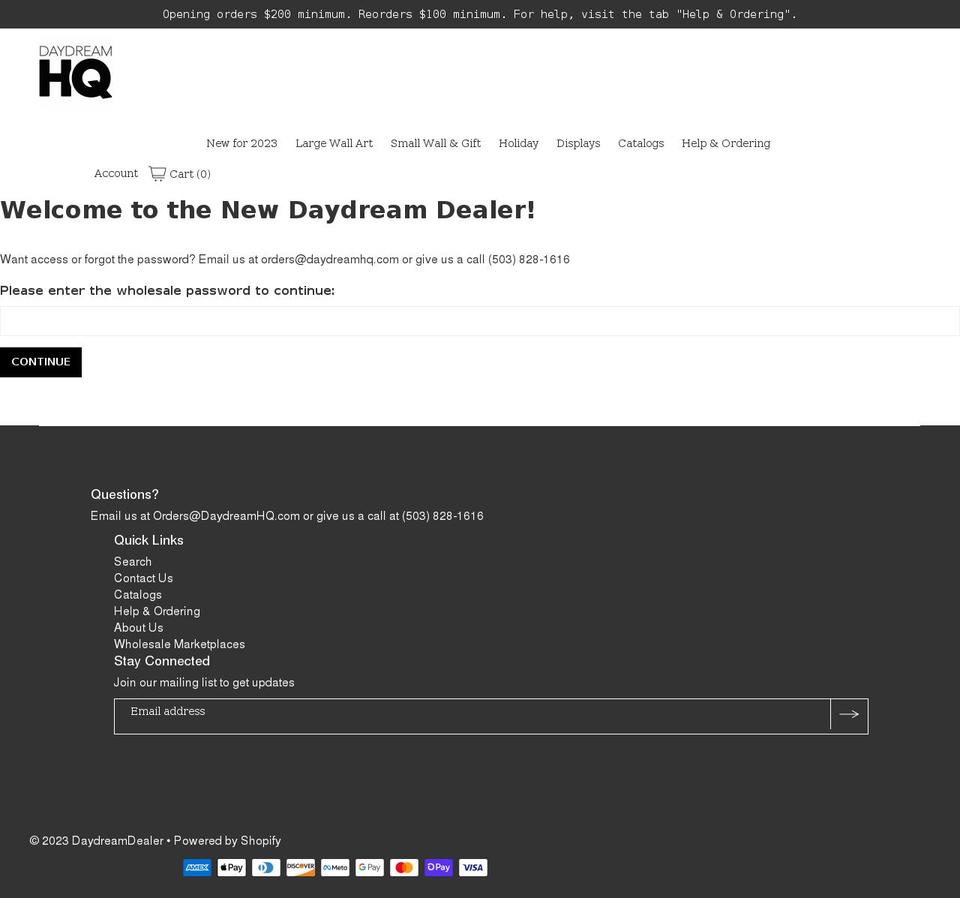 daydreamdealer.com shopify website screenshot