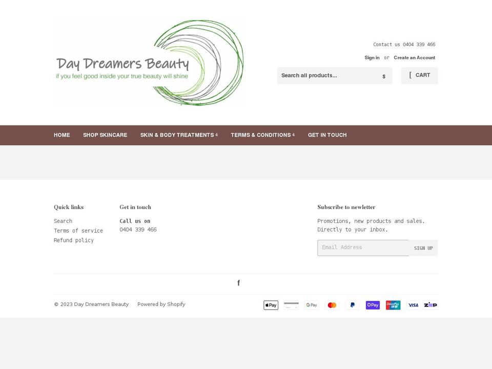 daydreamersbeauty.com.au shopify website screenshot