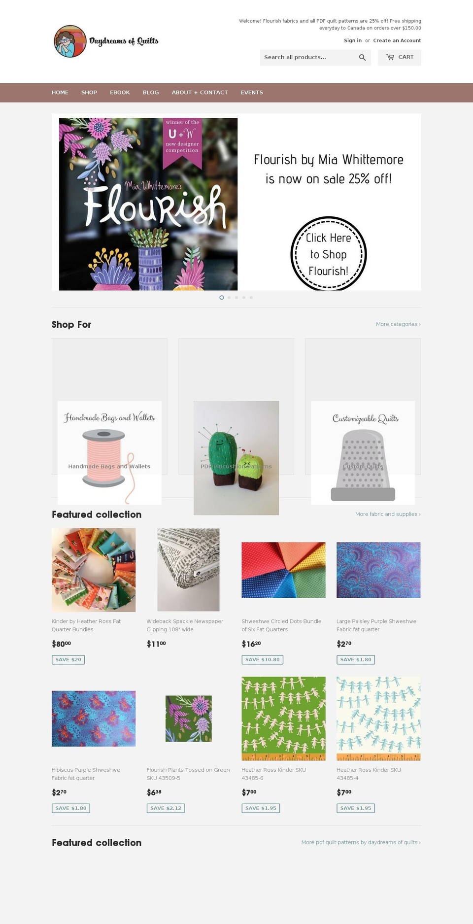 daydreamsofquilts.com shopify website screenshot