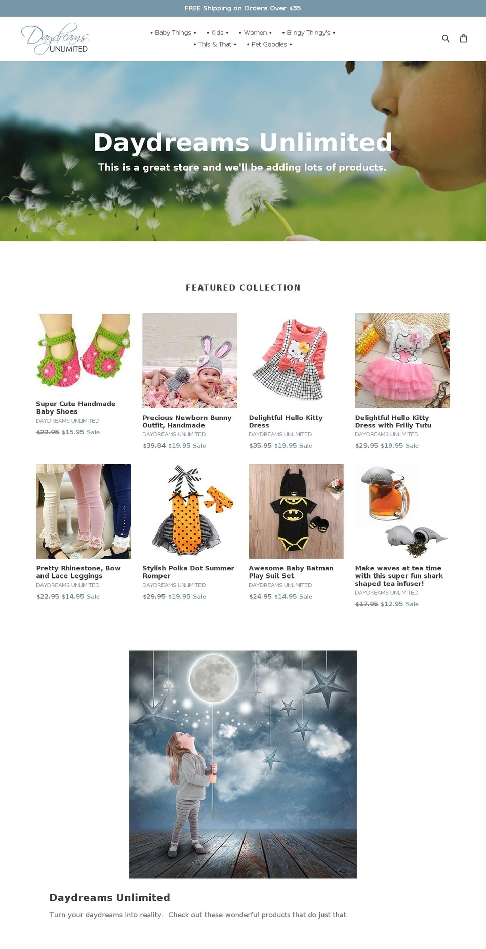 daydreamsunlimited.com shopify website screenshot