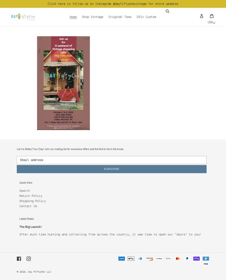 dayfiftyonevintage.com shopify website screenshot
