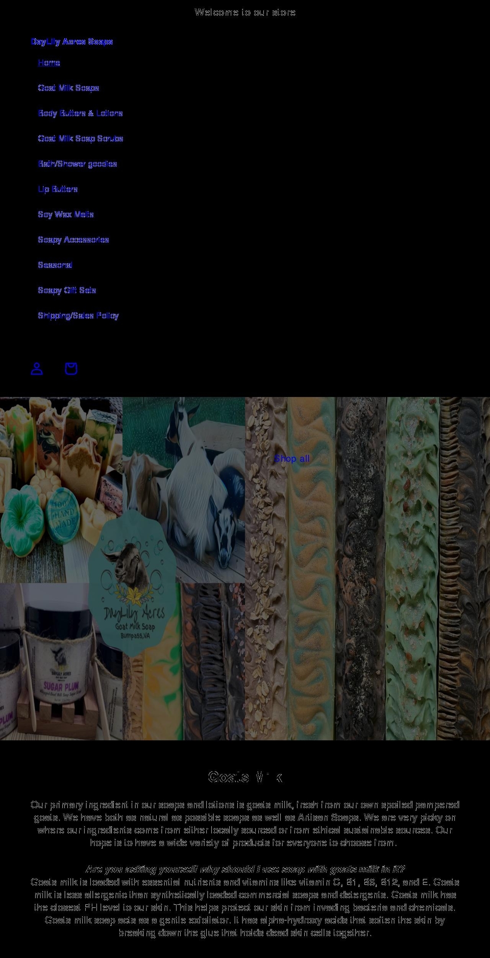 daylilygoatsoaps.com shopify website screenshot