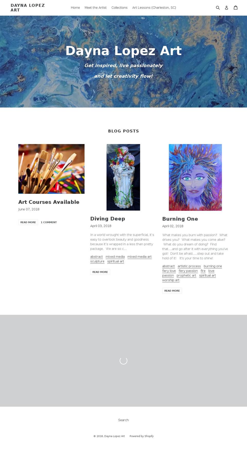 daynalopezart.com — Shopify storefront screenshot