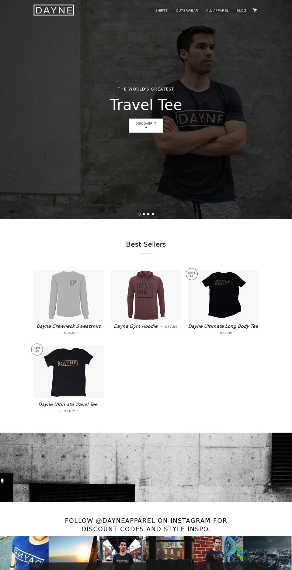 dayneapparel.com shopify website screenshot