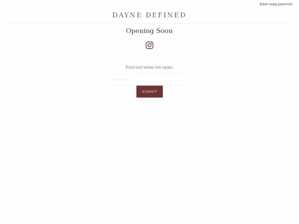 daynedefined.com shopify website screenshot