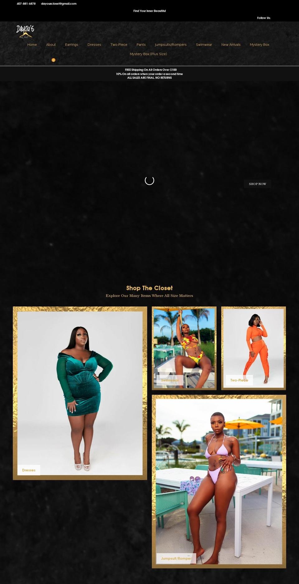 dayouscloset.net shopify website screenshot