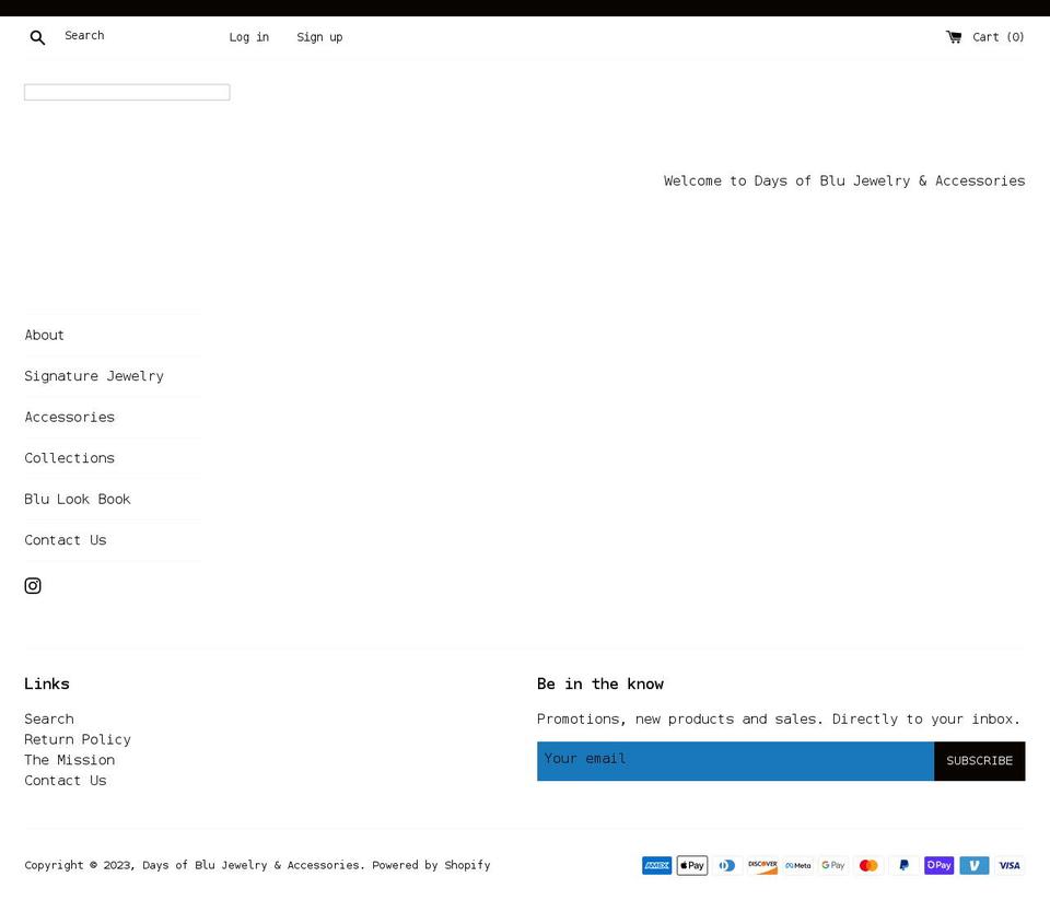 daysofblu.com shopify website screenshot