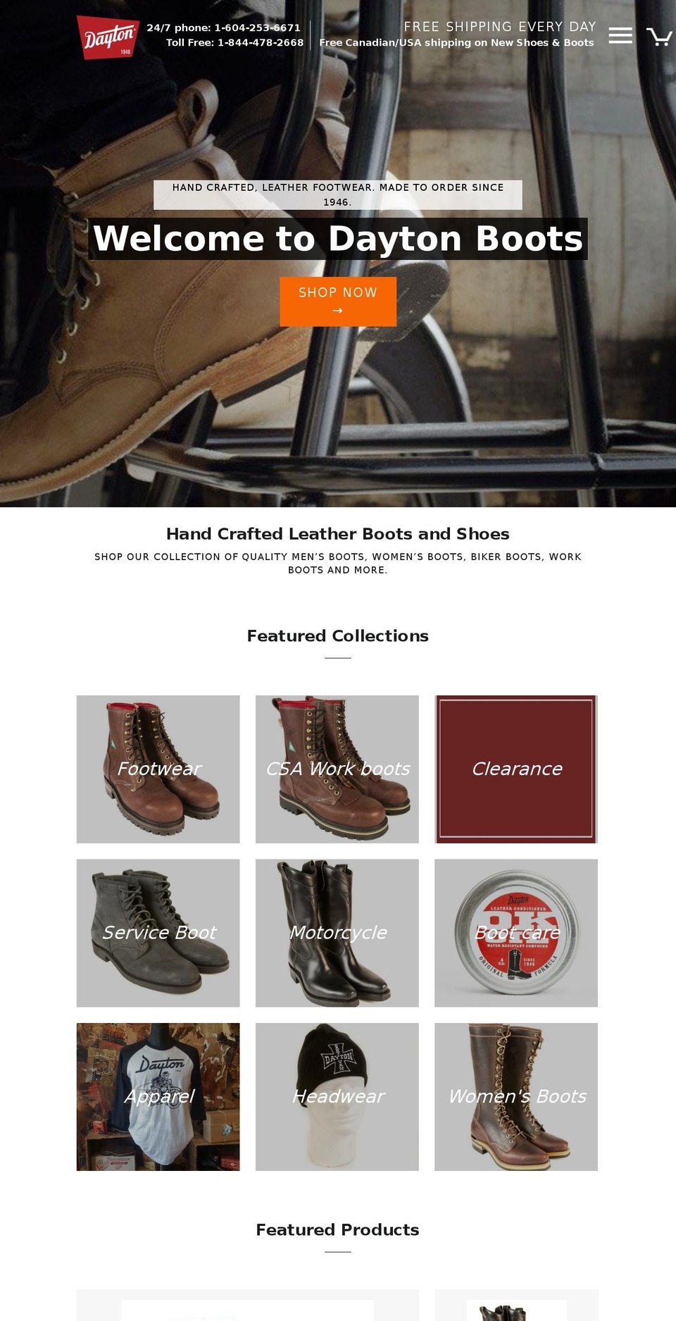 daytonboots.ca shopify website screenshot