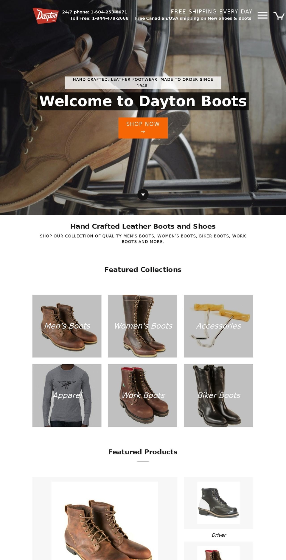 daytonboots.com shopify website screenshot