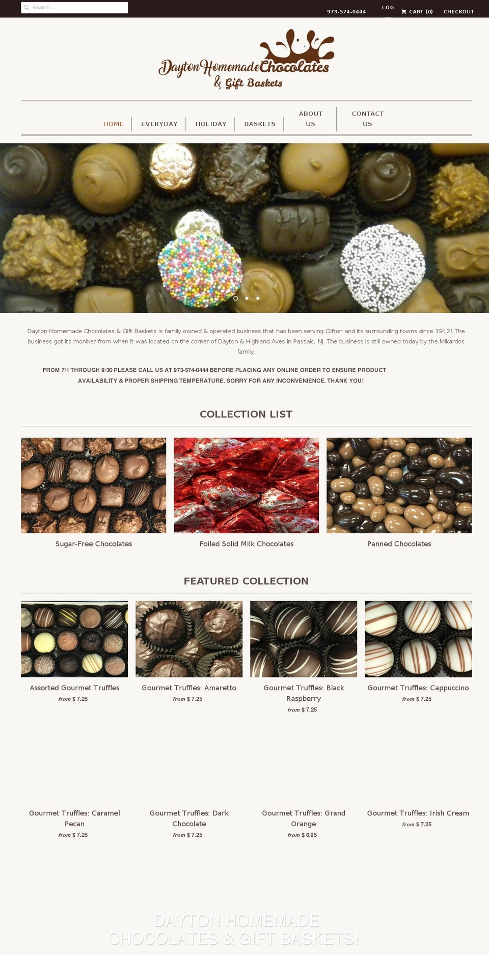 daytonchocolate.com shopify website screenshot