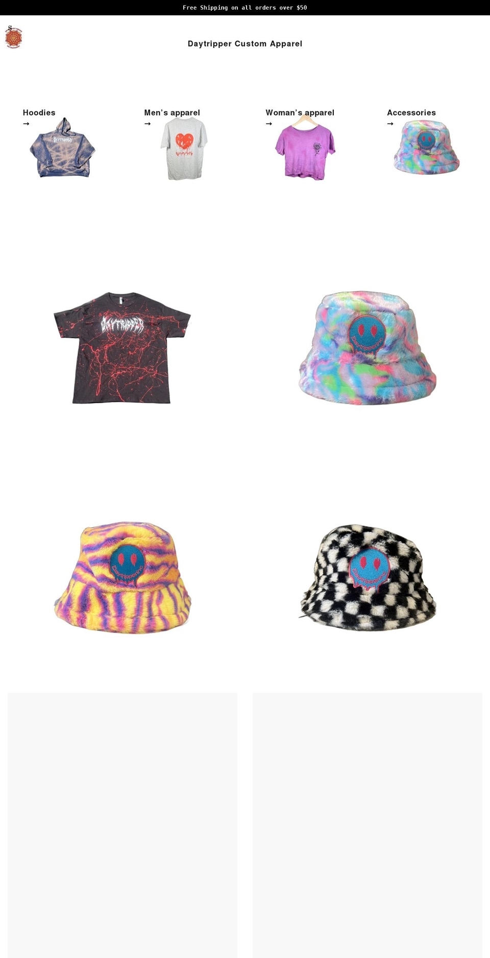 daytripper-custom-apparel.myshopify.com shopify website screenshot