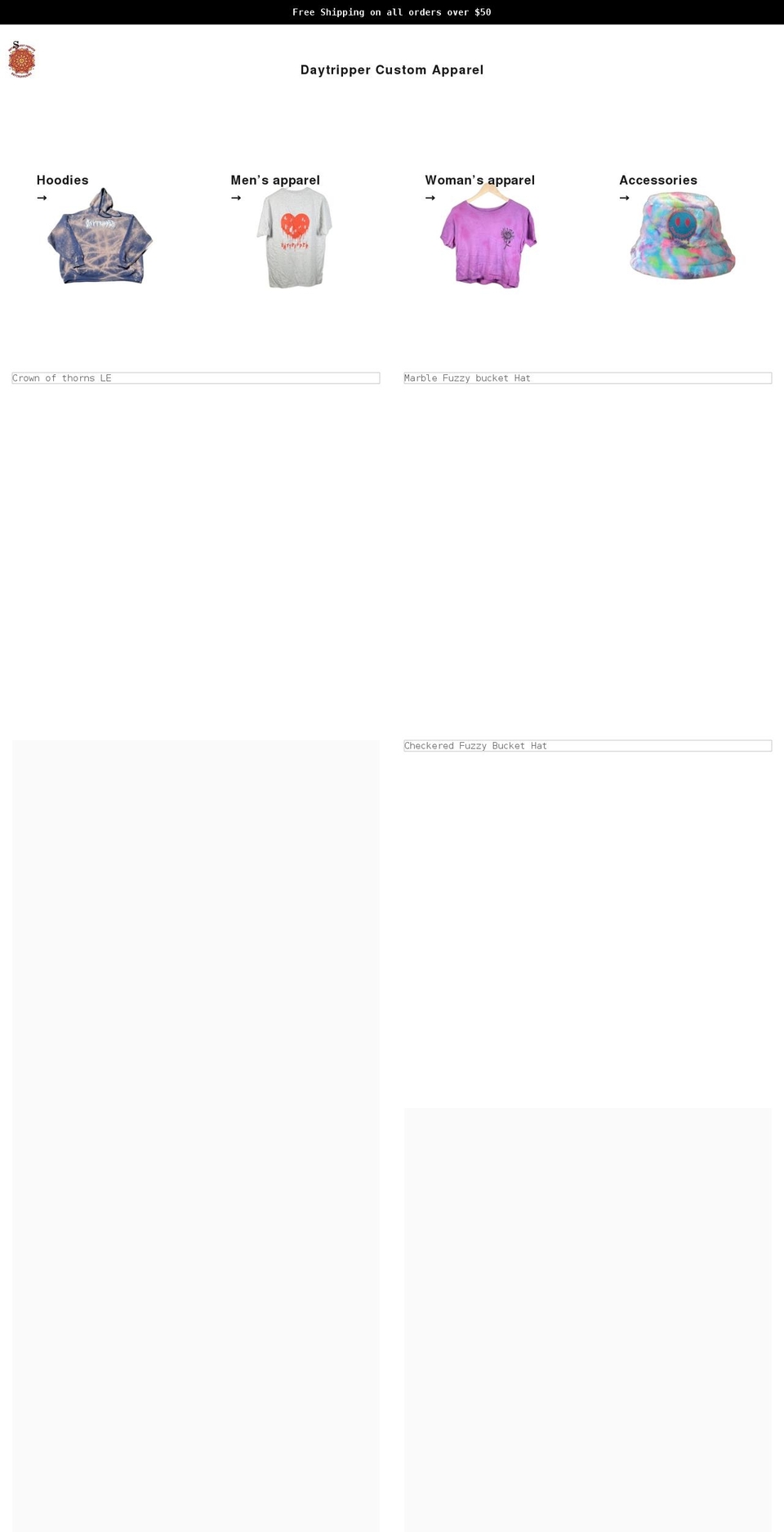 daytrippercustomapparel.com shopify website screenshot