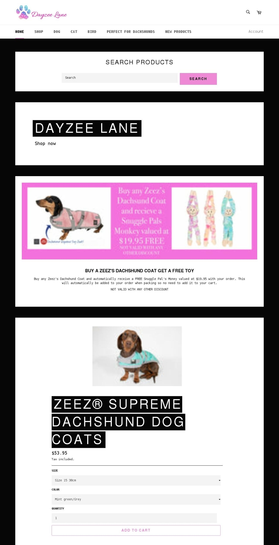 dayzeelane.com shopify website screenshot