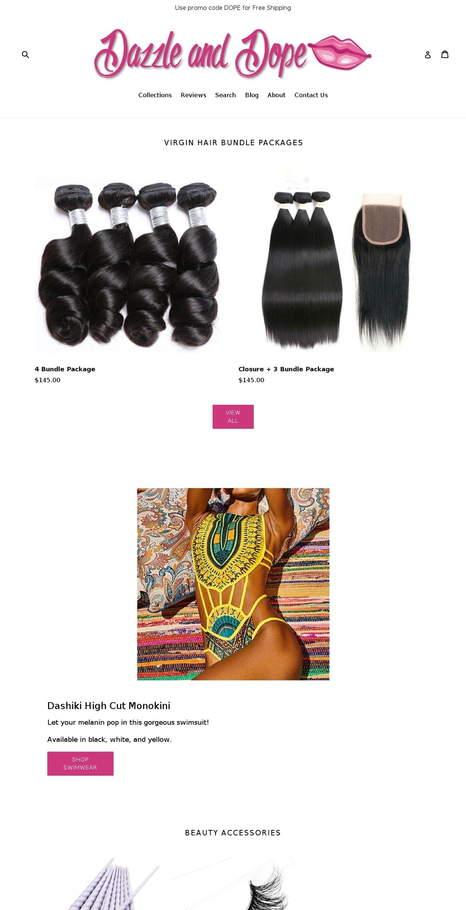 dazzleanddope.com — Shopify storefront screenshot