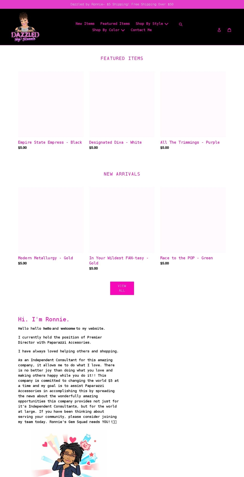 dazzledbyronnie.com shopify website screenshot