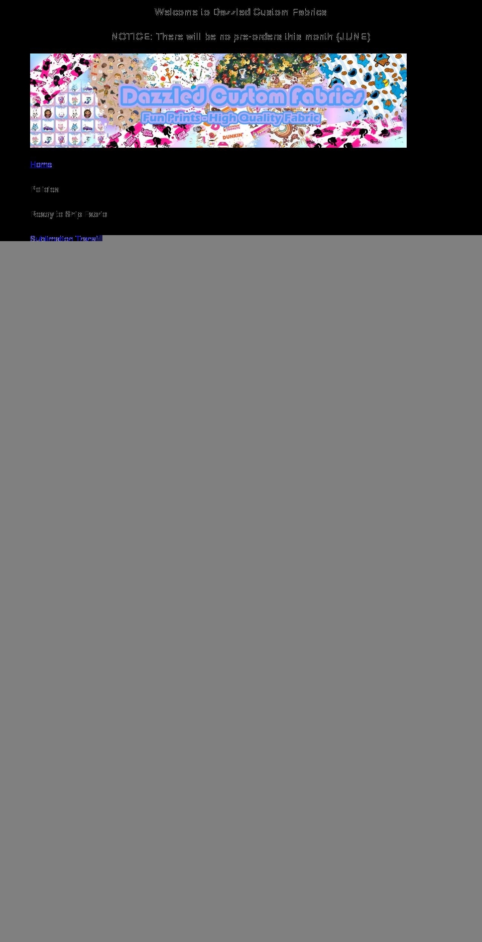 dazzledcustomfabrics.com shopify website screenshot