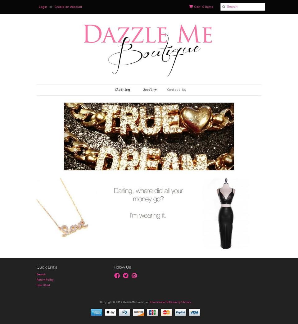 dazzlemeus.com shopify website screenshot