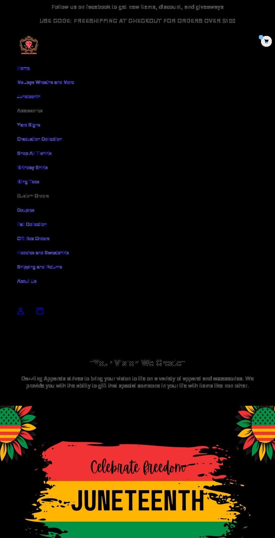 dazzlingapparels.com shopify website screenshot