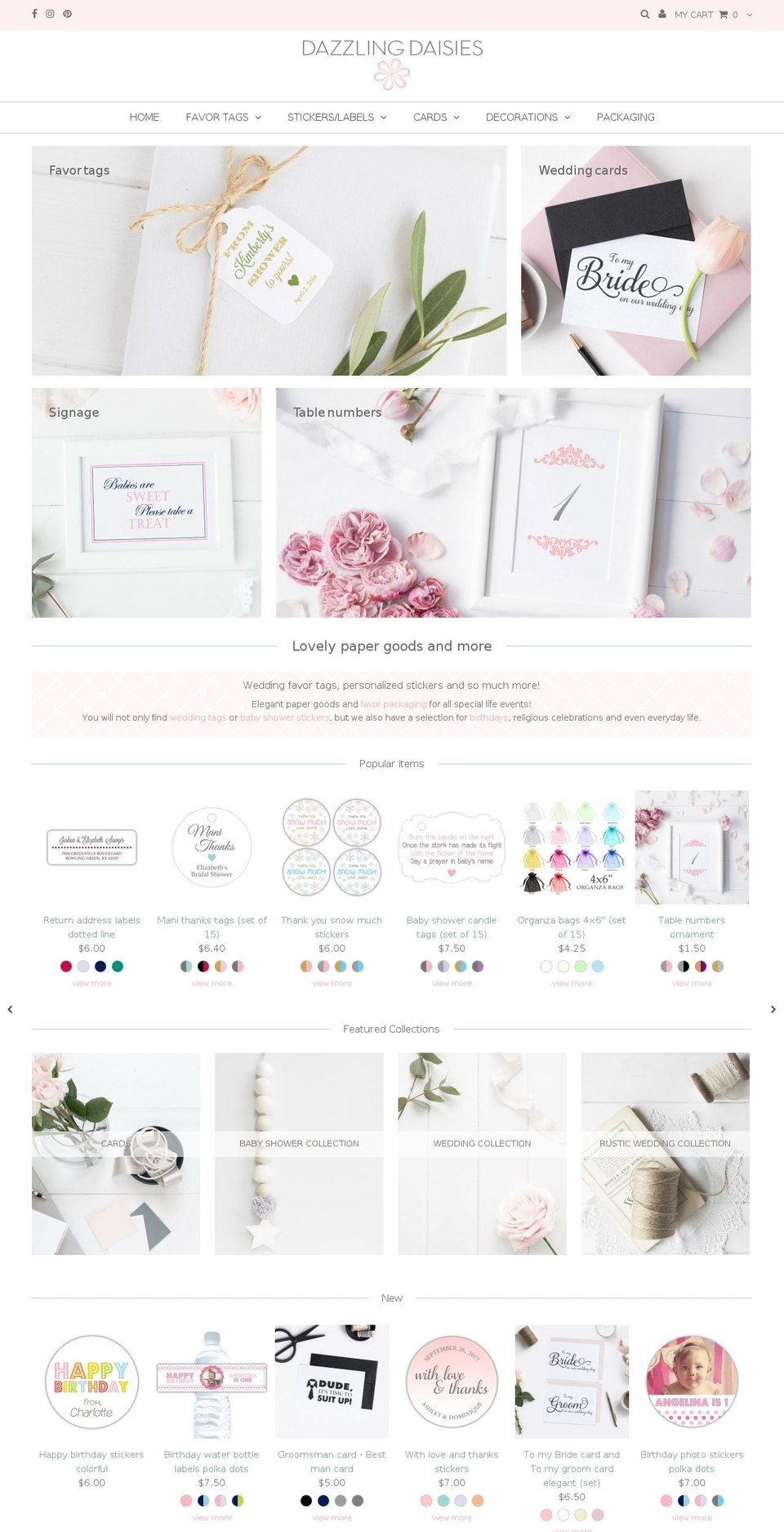 dazzlingdaisies.com shopify website screenshot