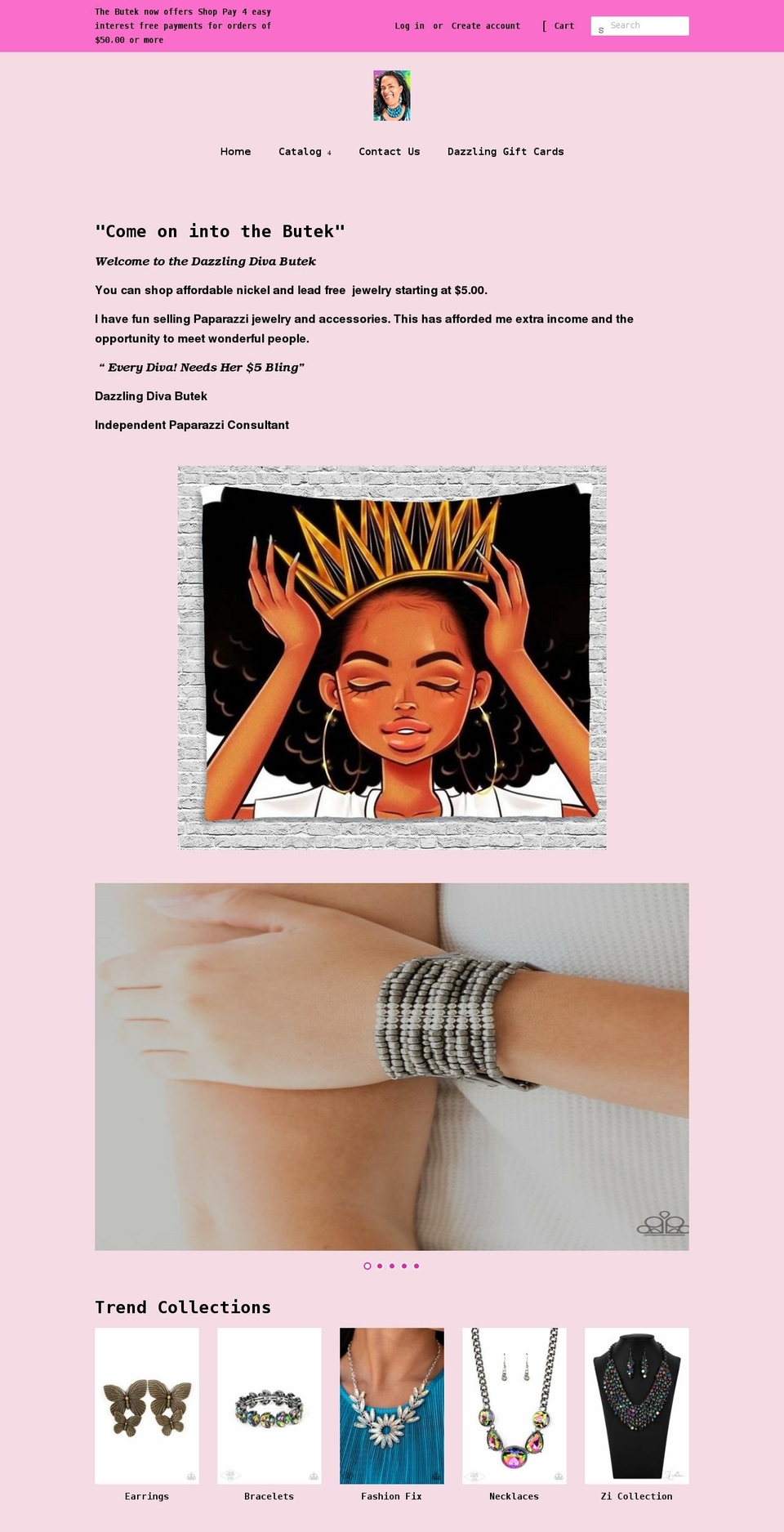 dazzlingdivabutek.com shopify website screenshot