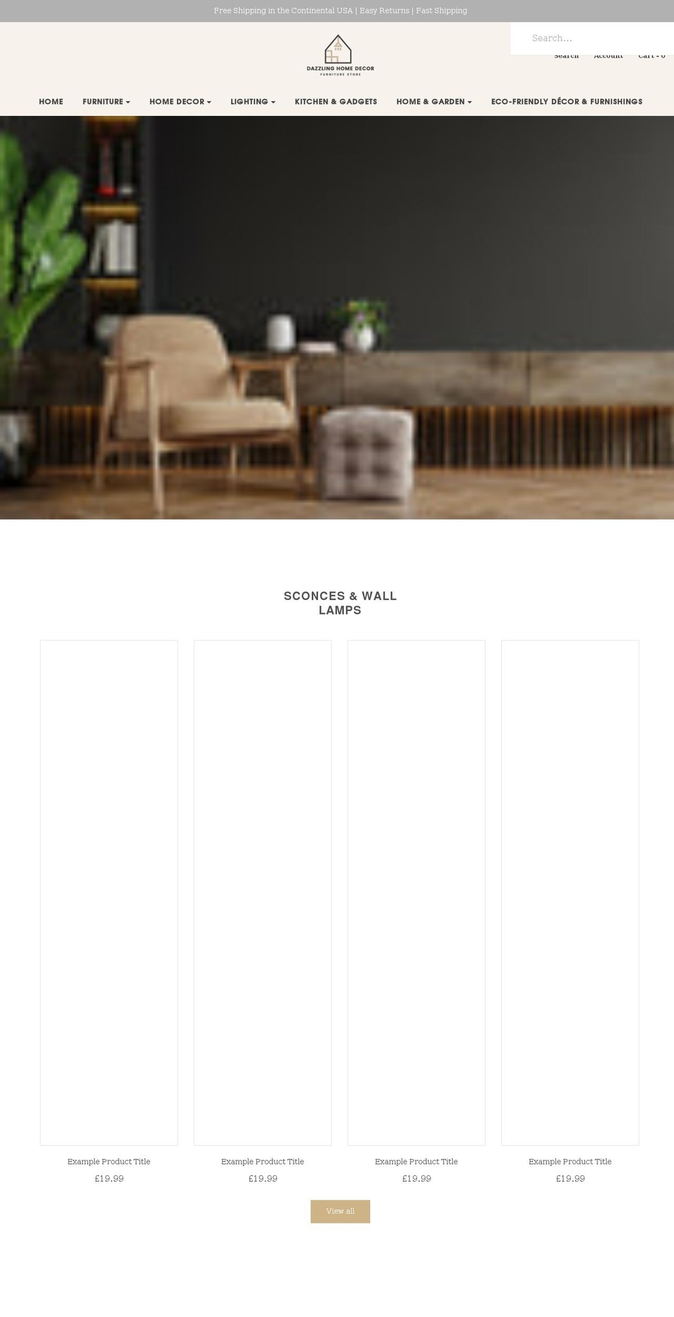 Theme with Installments message Shopify theme site example dazzlinghomedecor.com