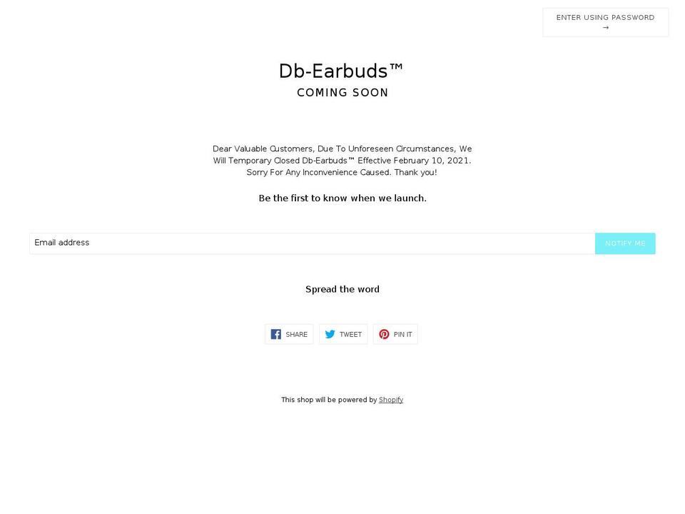 db-earbuds.com shopify website screenshot