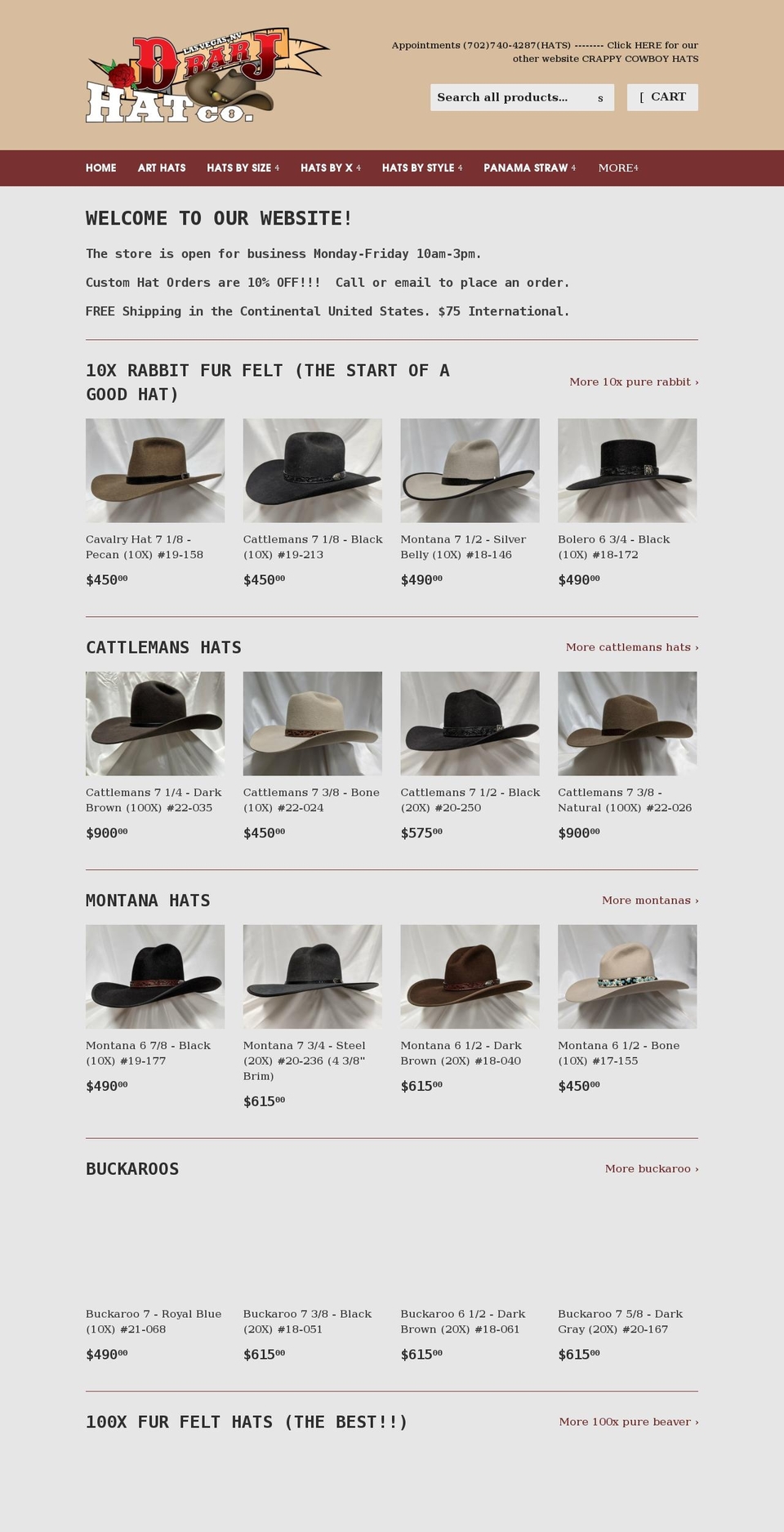 dbarjhats.com shopify website screenshot