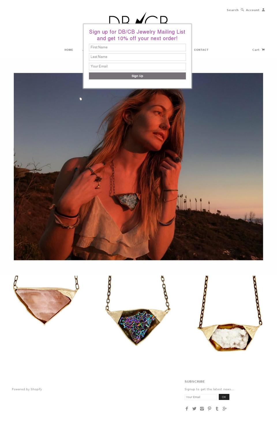 dbcbjewelry.com shopify website screenshot