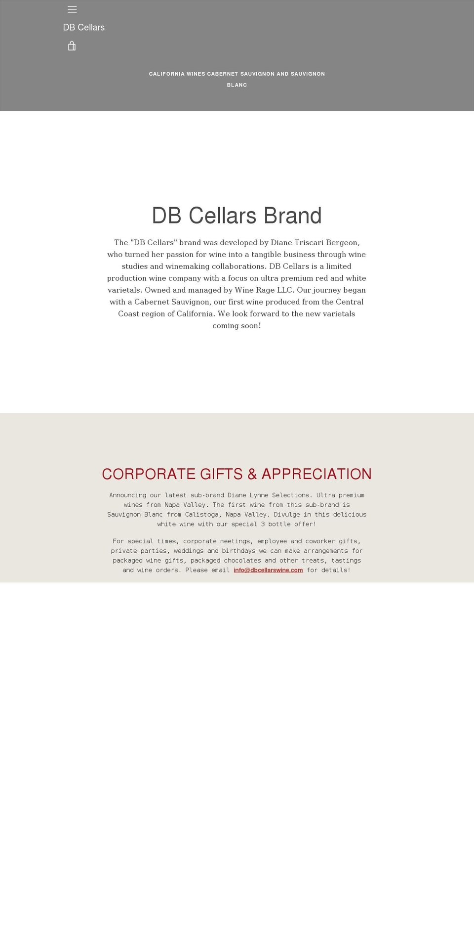 dbcellarswine.com shopify website screenshot