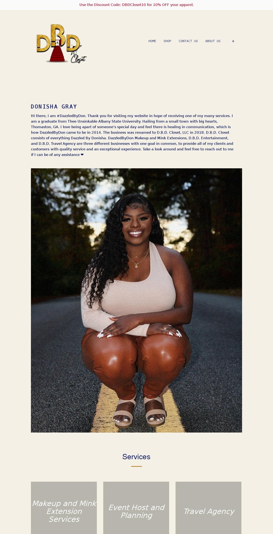 dbdcloset.com shopify website screenshot