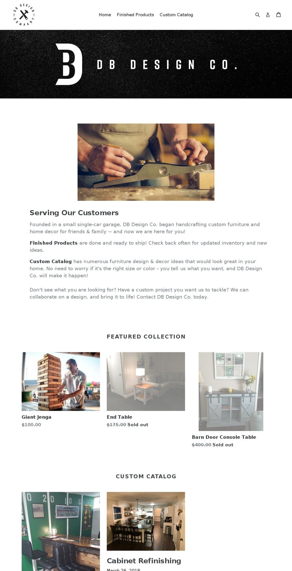 dbdesigncompany.com shopify website screenshot