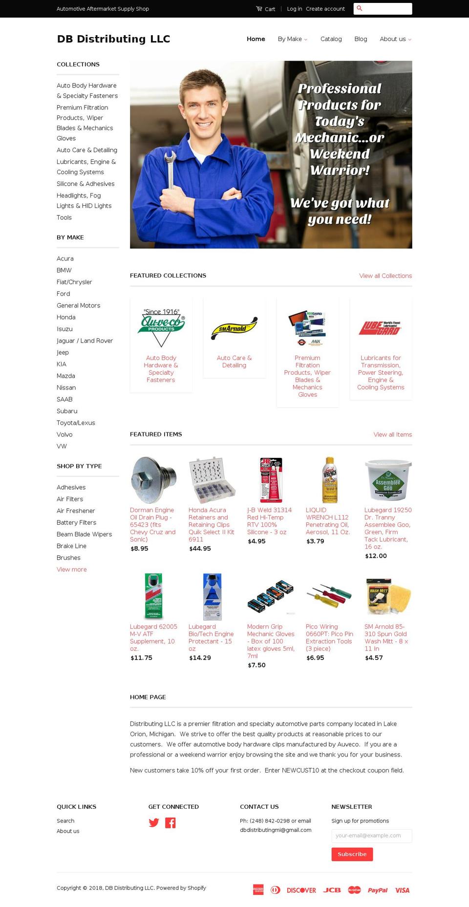 dbdistributingllc.com — Shopify storefront screenshot