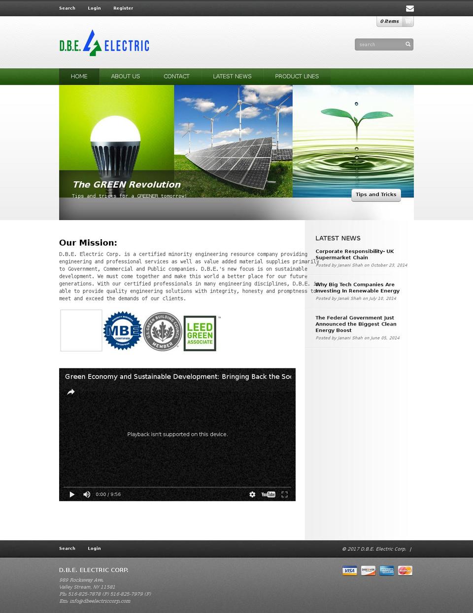 dbeelectriccorp.com shopify website screenshot