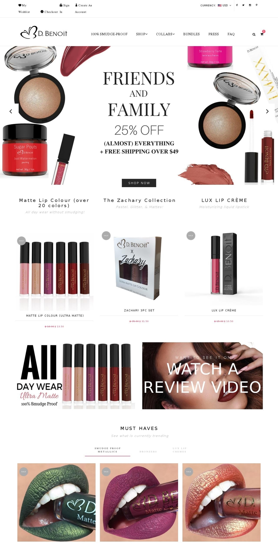dbenoitcosmetics.com shopify website screenshot
