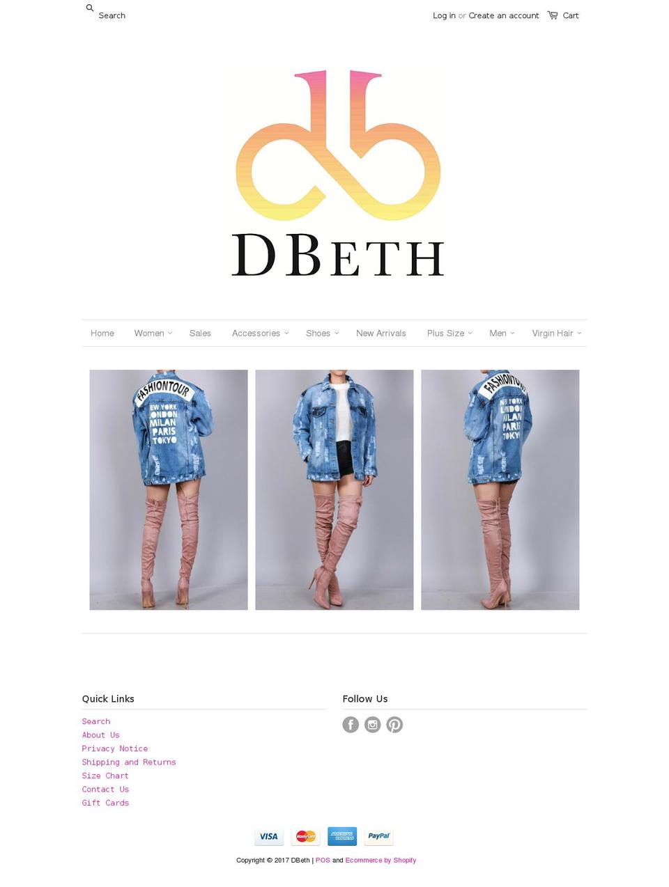 dbeth.com shopify website screenshot