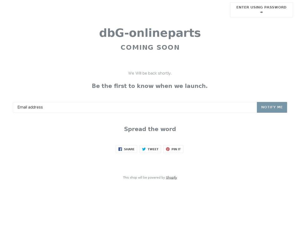 dbg-onlineparts.com — Shopify storefront screenshot
