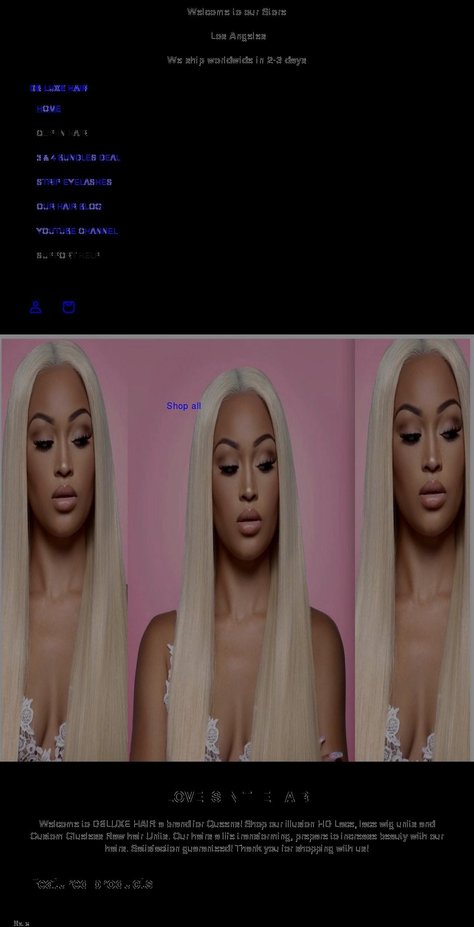 dbluxecollection.com shopify website screenshot