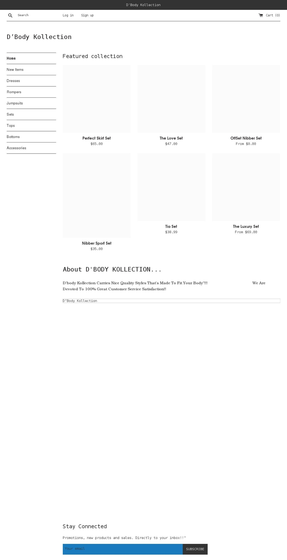 dbodykollection.com shopify website screenshot