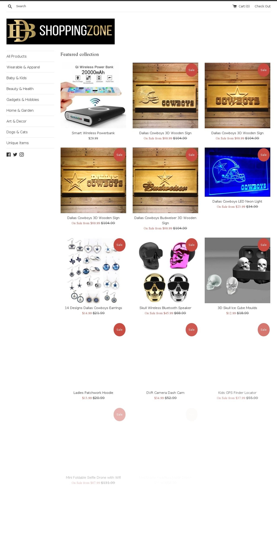 dbshoppingzone.com shopify website screenshot