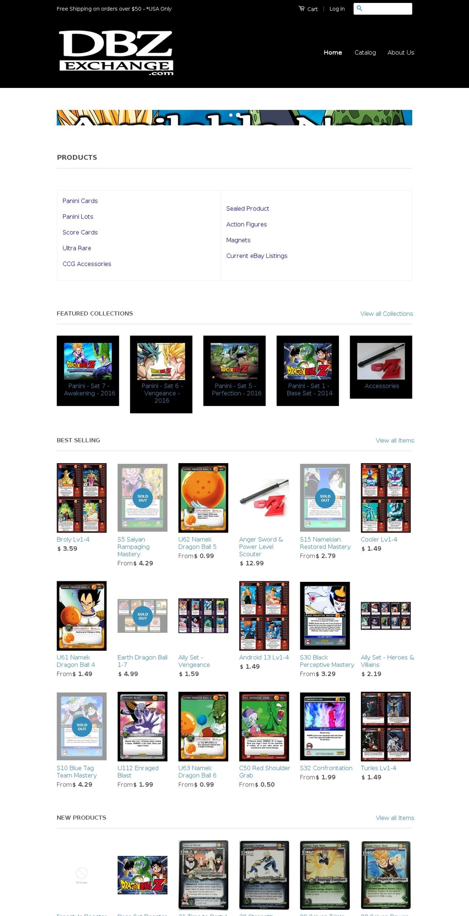 dbzexchange.com shopify website screenshot