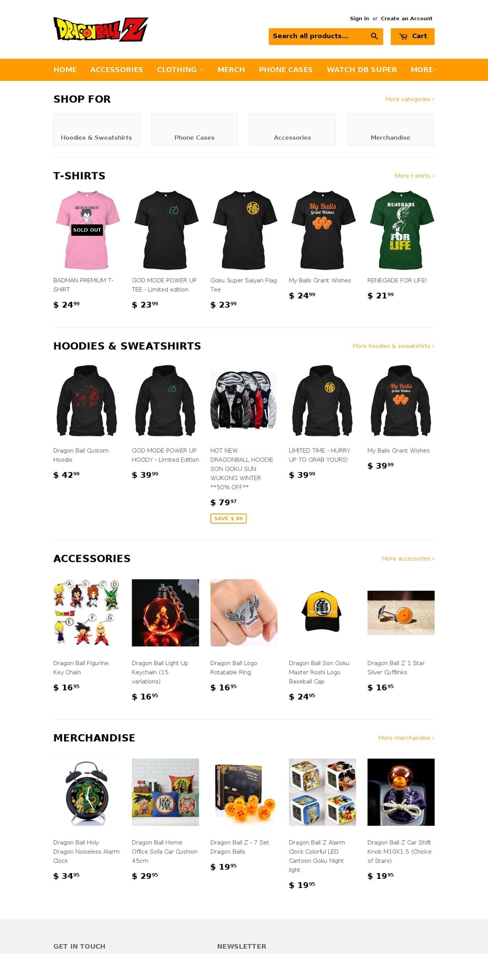 dbzgoods.com shopify website screenshot