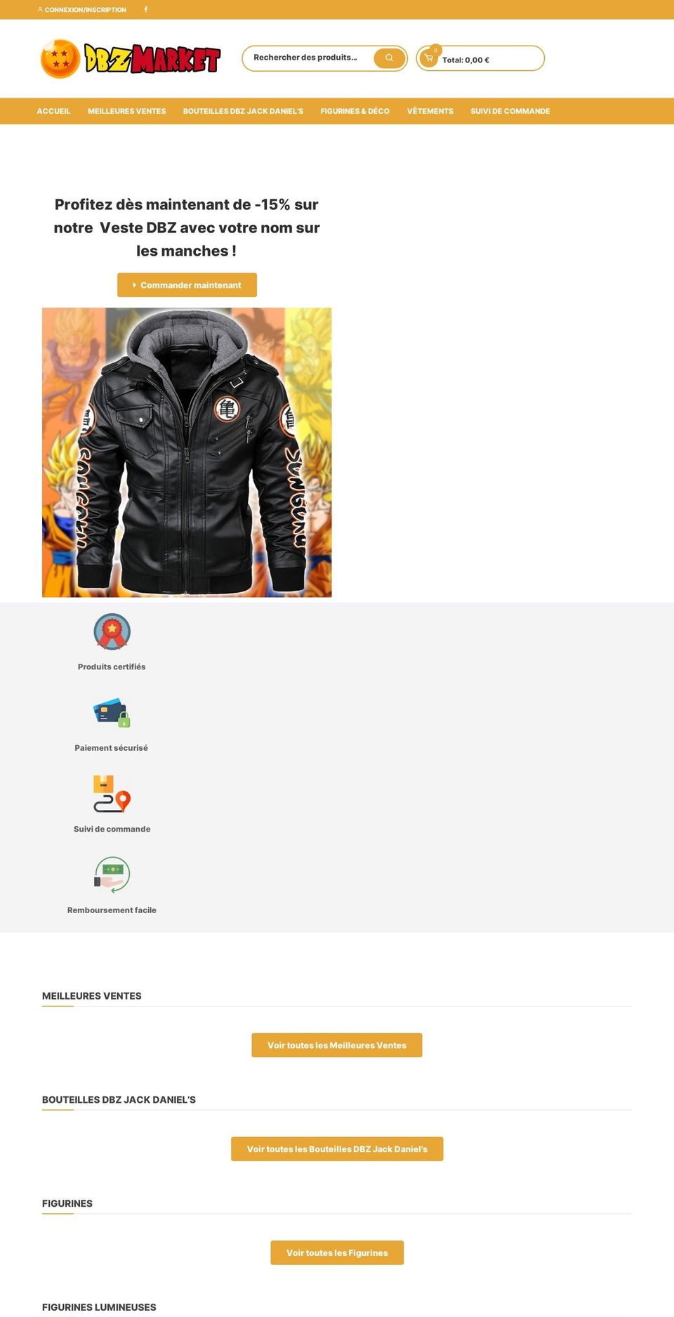dbzmarket.com — Shopify storefront screenshot