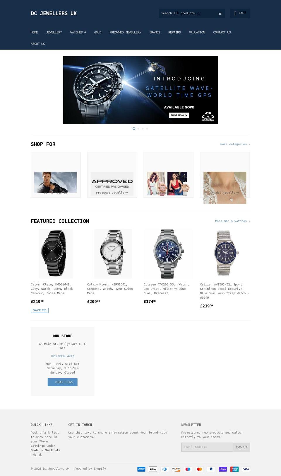 dcjewellers.co.uk shopify website screenshot