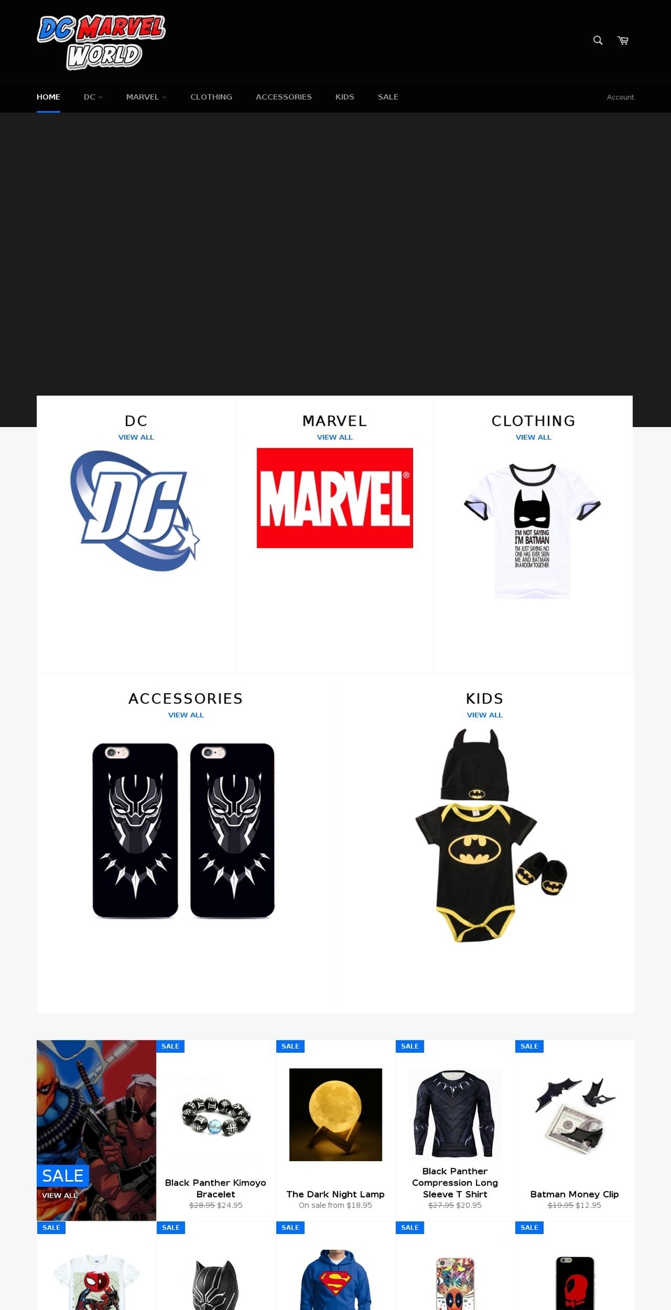 dcmarvelworld.com — Shopify storefront screenshot