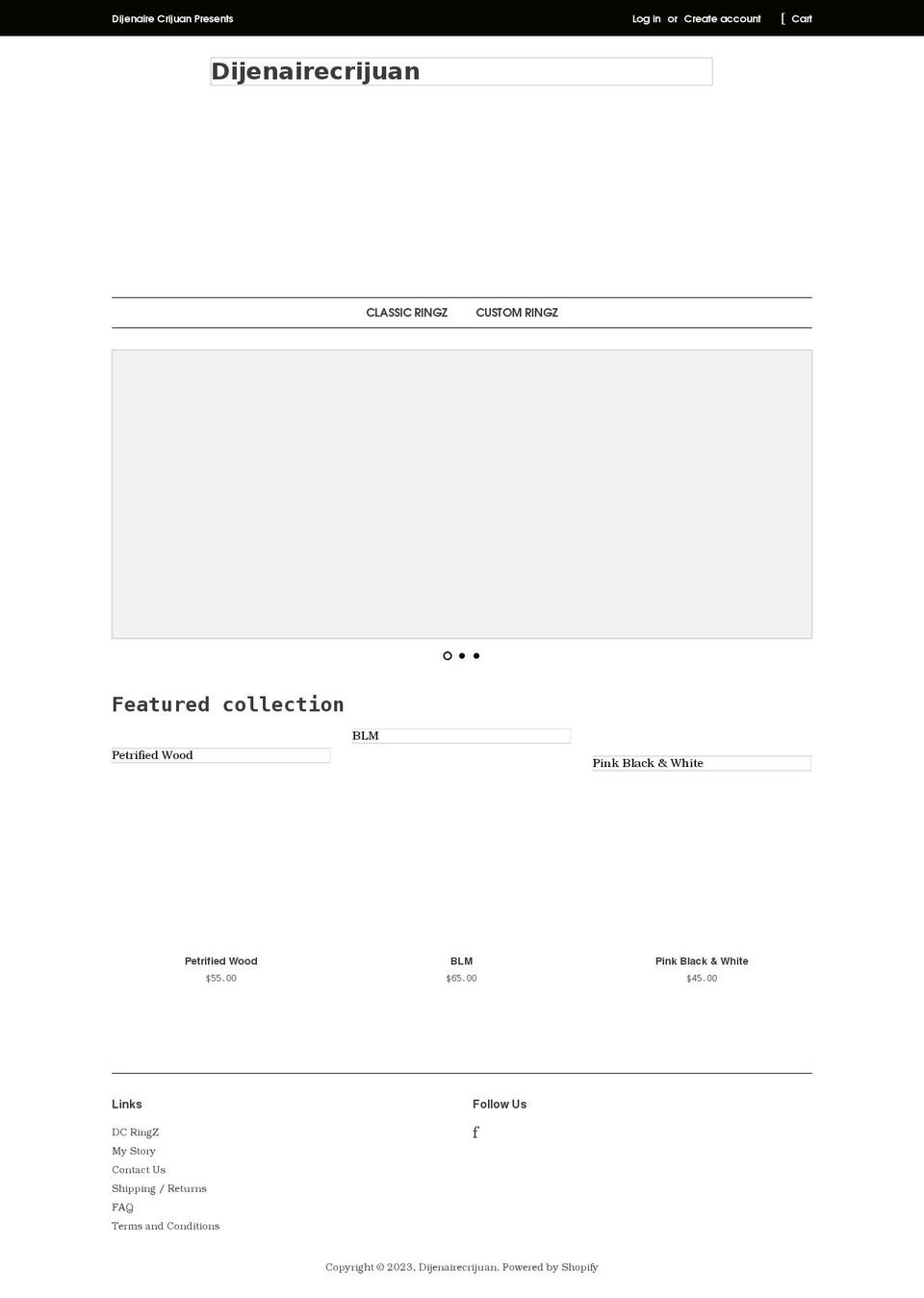 dcringz.com shopify website screenshot