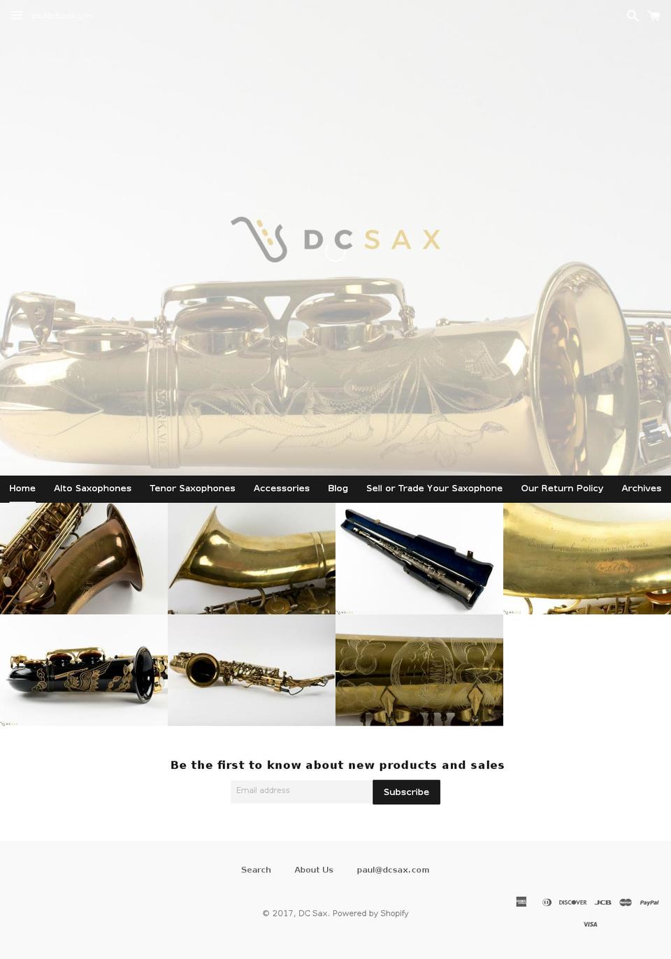 dcsax.com shopify website screenshot