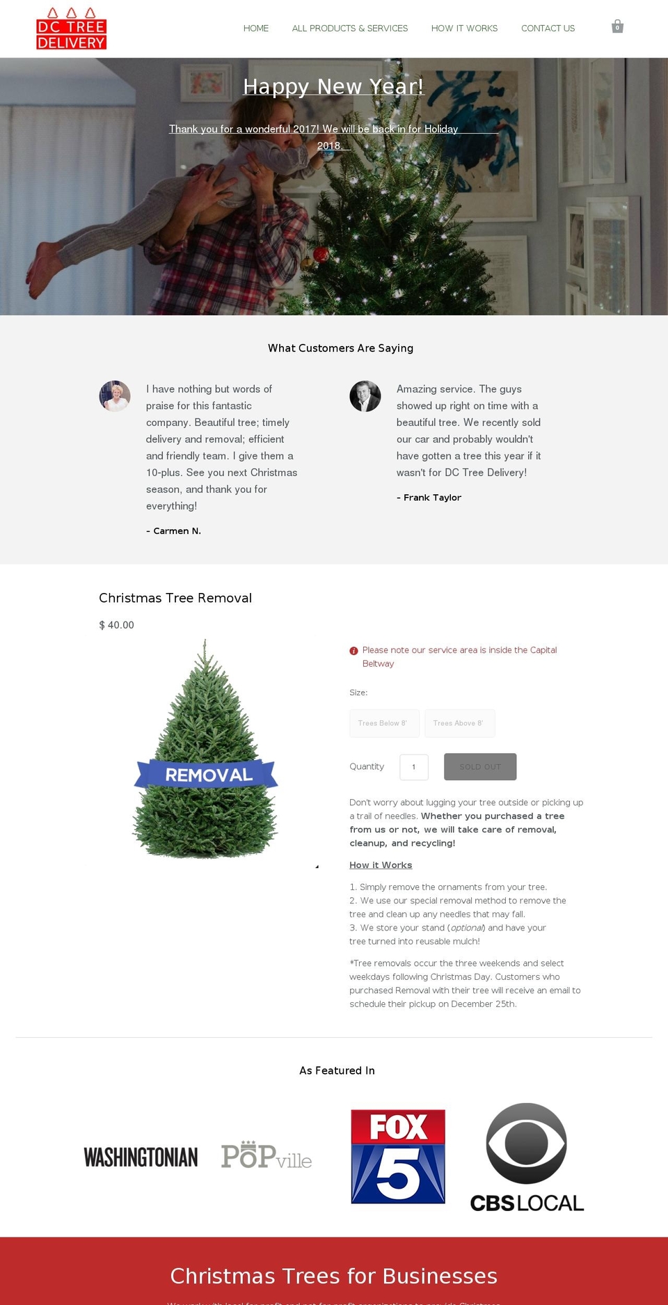 dctreedelivery.com shopify website screenshot