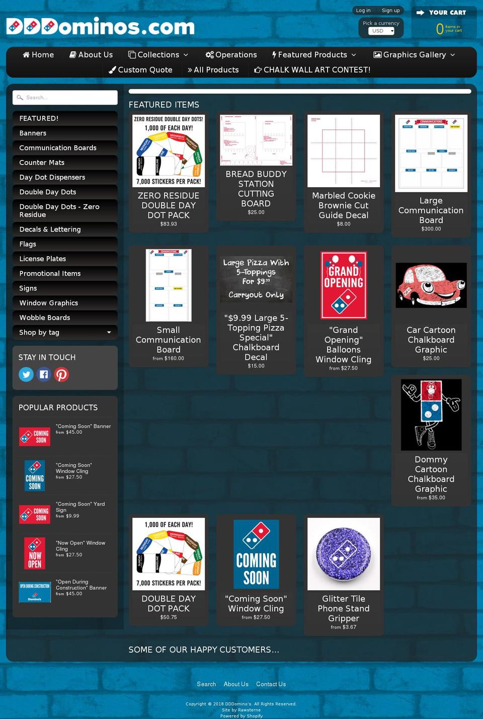 dddominos.com shopify website screenshot