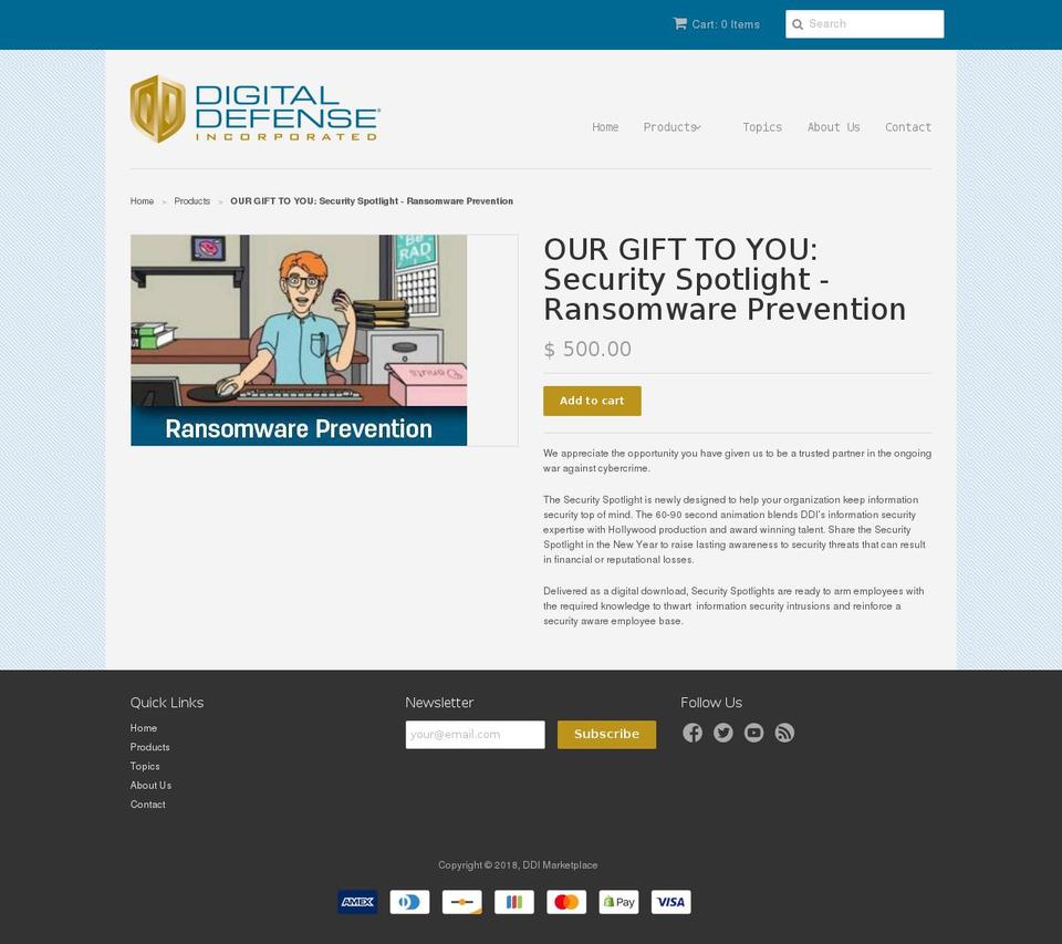 ddisecurityspotlight.com — Shopify storefront screenshot