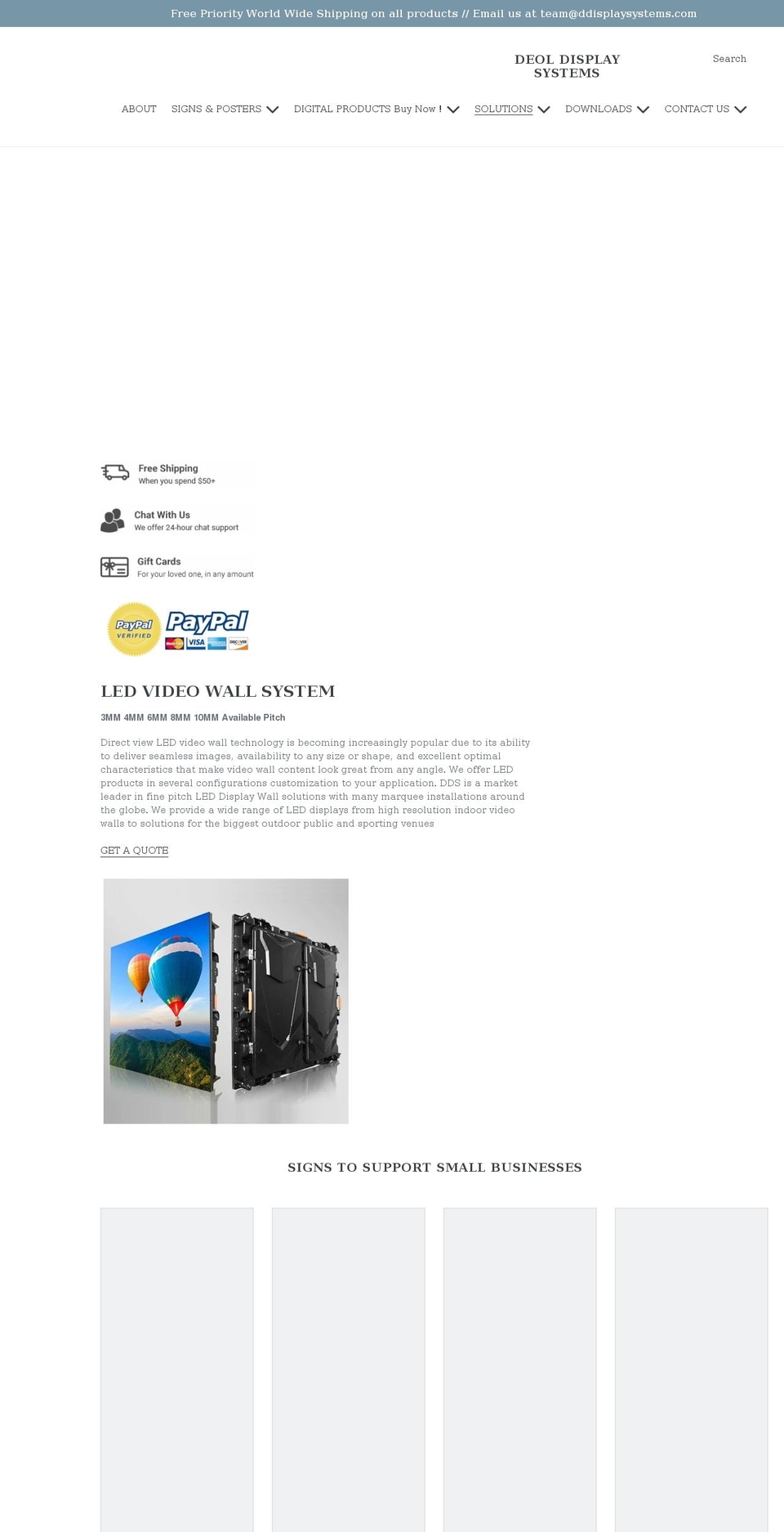 ddisplaysystems.com shopify website screenshot
